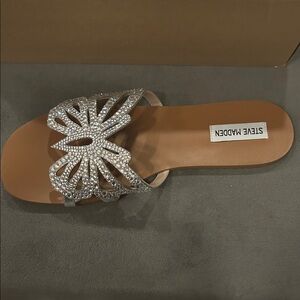 Steve Madden Silver Crystal Butterfly Slide